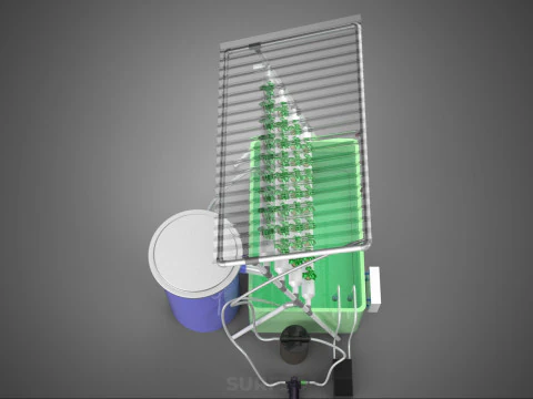 IOT HYDROPONIC PLANT AUTO CONTROL WATER CYCLE PUMP NOZZLE SPRAY 3D Model