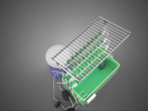 IOT HYDROPONIC PLANT AUTO CONTROL WATER CYCLE PUMP NOZZLE SPRAY 3D Model