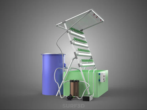 IOT HYDROPONIC PLANT AUTO CONTROL WATER CYCLE PUMP NOZZLE SPRAY 3D Model