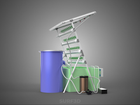 IOT HYDROPONIC PLANT AUTO CONTROL WATER CYCLE PUMP NOZZLE SPRAY 3Dモデル