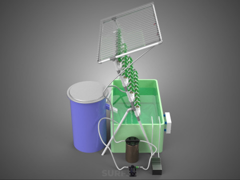 IOT HYDROPONIC PLANT AUTO CONTROL WATER CYCLE PUMP NOZZLE SPRAY 3Dモデル