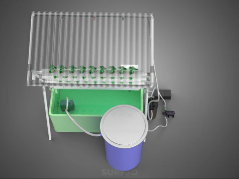 IOT HYDROPONIC PLANT AUTO CONTROL WATER CYCLE PUMP NOZZLE SPRAY 3D Model