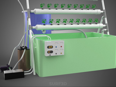 IOT HYDROPONIC PLANT AUTO CONTROL WATER CYCLE PUMP NOZZLE SPRAY 3Dモデル