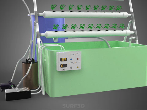 IOT HYDROPONIC PLANT AUTO CONTROL WATER CYCLE PUMP NOZZLE SPRAY 3D Model