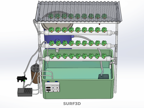 IOT HYDROPONIC PLANT AUTO CONTROL WATER CYCLE PUMP NOZZLE SPRAY 3Dモデル