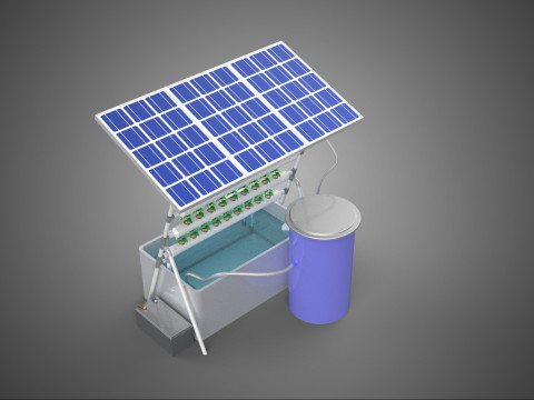 SOLAR PANEL POWERED IOT WATER NUTRIENT CONTROL HYDROPONIC PLANT Model 3D