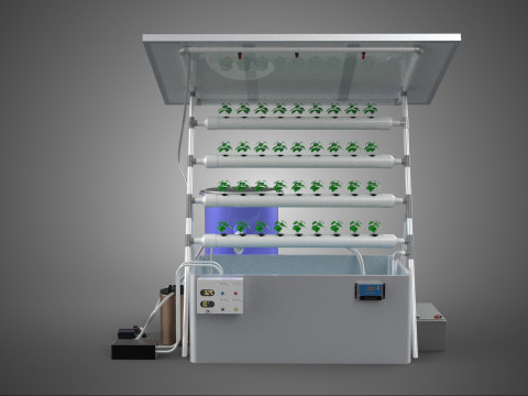 SOLAR PANEL POWERED IOT WATER NUTRIENT CONTROL HYDROPONIC PLANT Model 3D