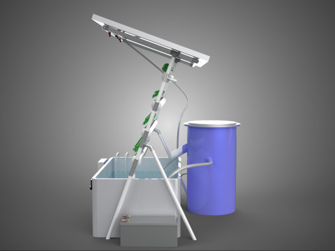SOLAR PANEL POWERED IOT WATER NUTRIENT CONTROL HYDROPONIC PLANT Model 3D