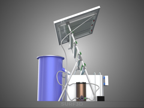 SOLAR PANEL POWERED IOT WATER NUTRIENT CONTROL HYDROPONIC PLANT Model 3D
