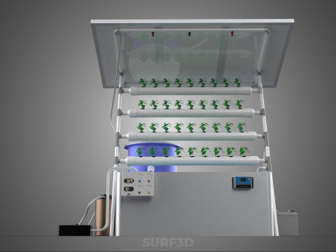 SOLAR PANEL POWERED IOT WATER NUTRIENT CONTROL HYDROPONIC PLANT Model 3D