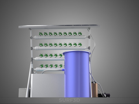 SOLAR PANEL POWERED IOT WATER NUTRIENT CONTROL HYDROPONIC PLANT Model 3D
