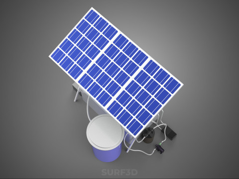 SOLAR PANEL POWERED IOT WATER NUTRIENT CONTROL HYDROPONIC PLANT Model 3D