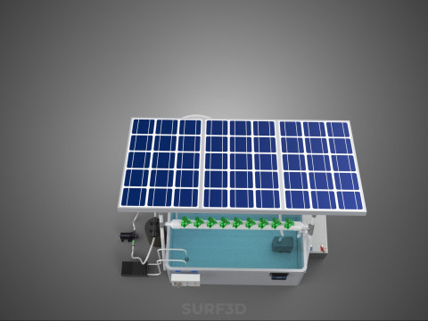 SOLAR PANEL POWERED IOT WATER NUTRIENT CONTROL HYDROPONIC PLANT Model 3D