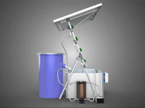 SOLAR PANEL POWERED IOT WATER NUTRIENT CONTROL HYDROPONIC PLANT Model 3D