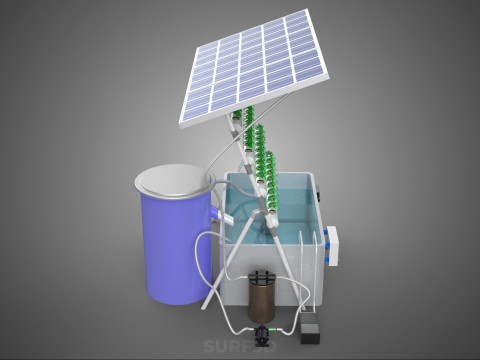 SOLAR PANEL POWERED IOT WATER NUTRIENT CONTROL HYDROPONIC PLANT Model 3D