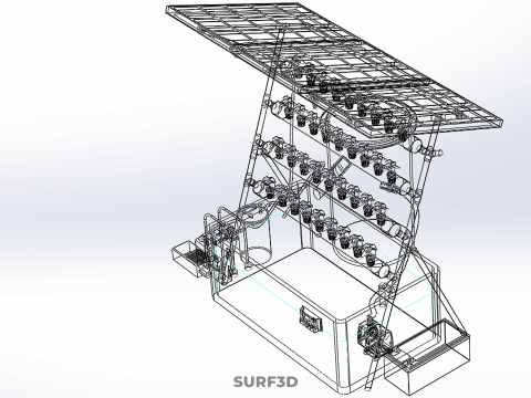 SOLAR PANEL POWERED IOT WATER NUTRIENT CONTROL HYDROPONIC PLANT Model 3D