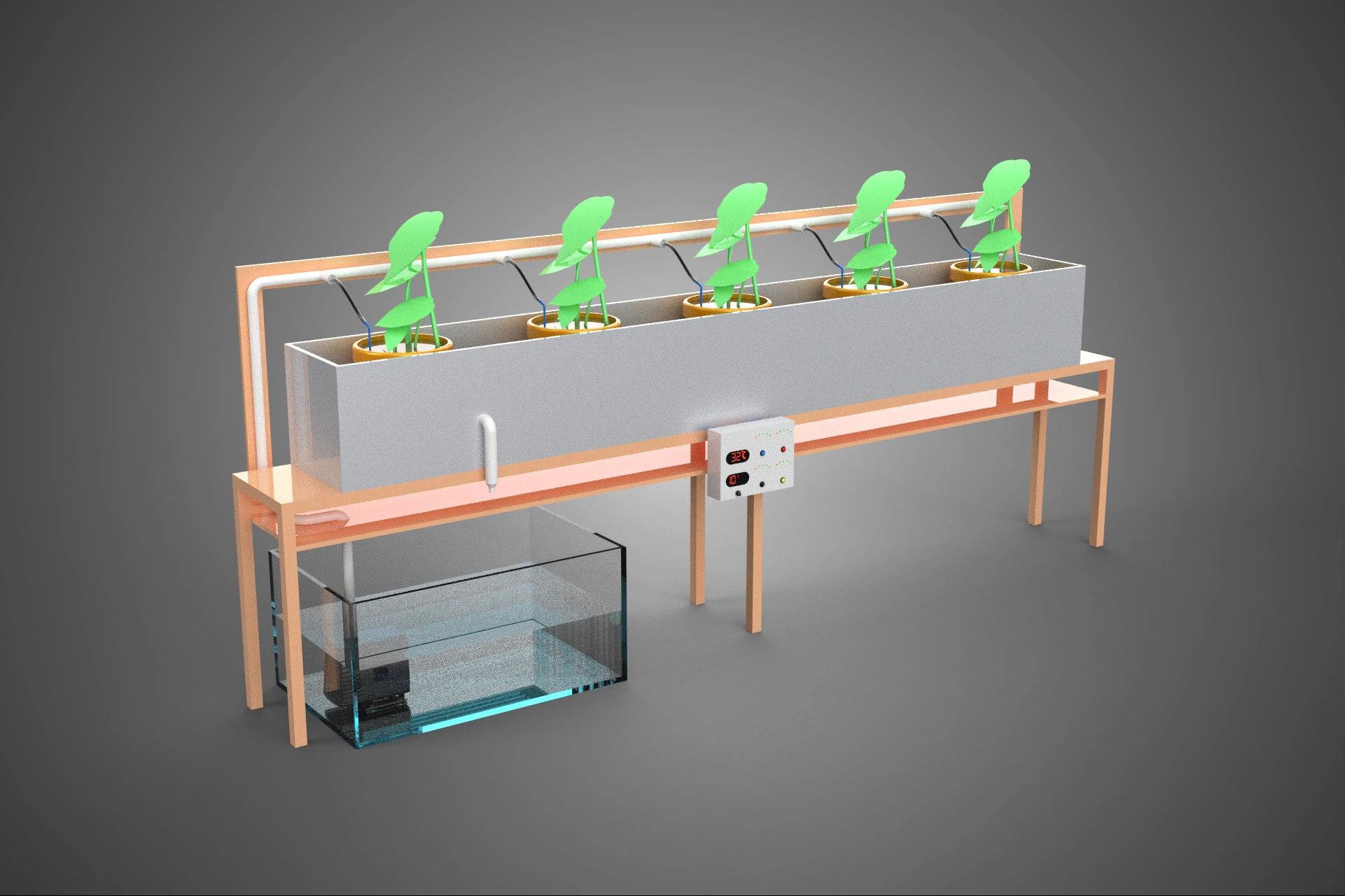 IOT HYDROPONIC PLANT AUTO CONTROL WATER DRIP IRRIGATION SYSTEM 3D Model .c4d .max .obj .3ds .fbx .stl .blend 