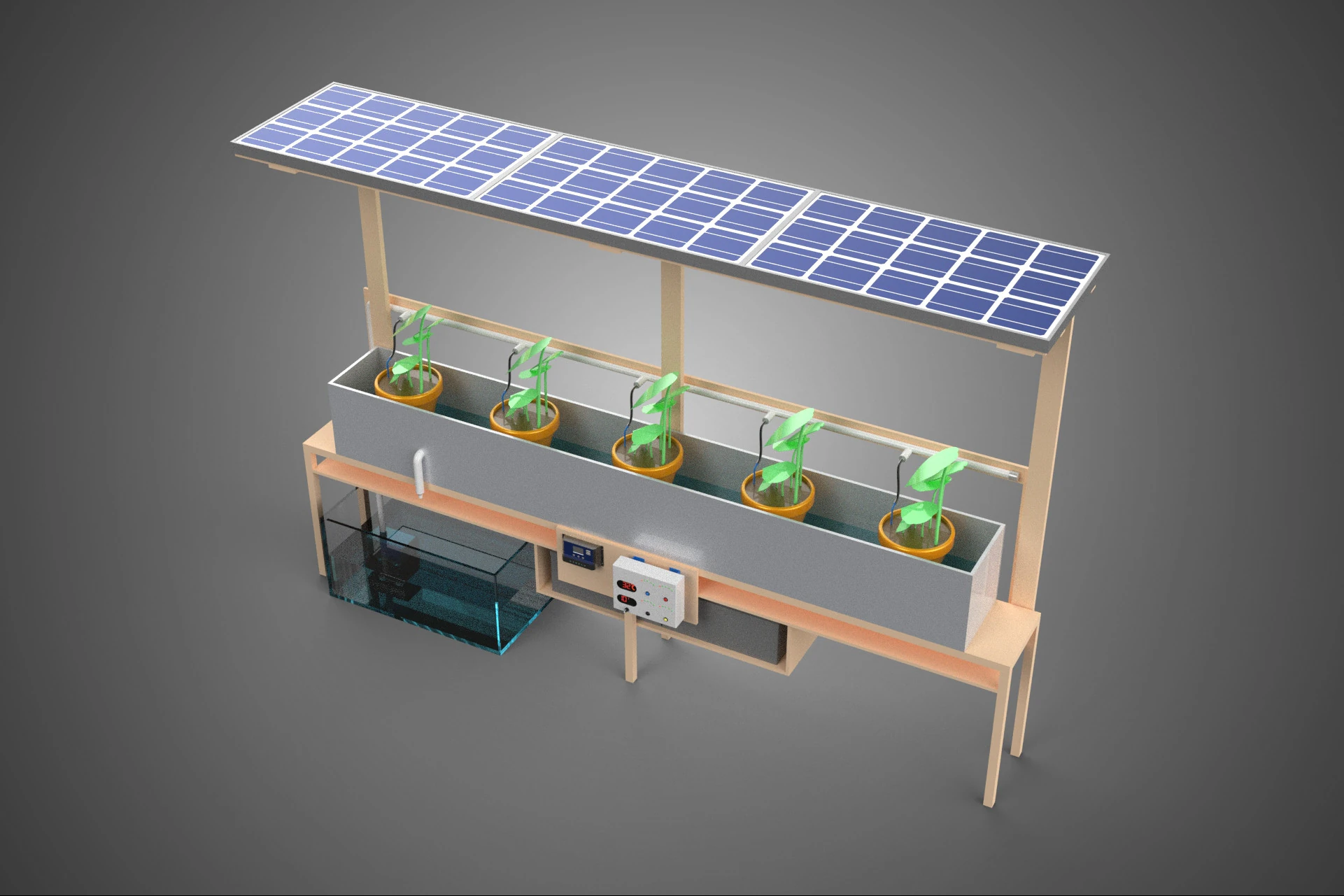 SOLAR PANEL PV IOT WATER DRIP IRRIGATION SYSTEM HYDROPONIC PLANT 3D Model .c4d .max .obj .3ds .fbx .stl .blend