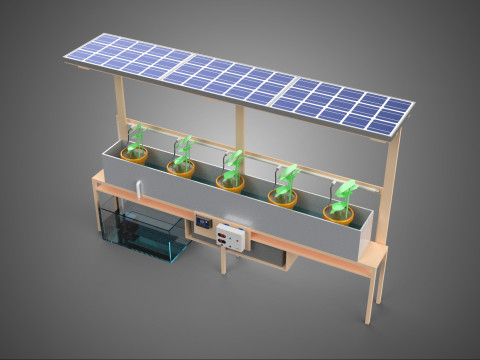 SOLAR PANEL PV IOT WATER DRIP IRRIGATION SYSTEM HYDROPONIC PLANT 3D मॉडल