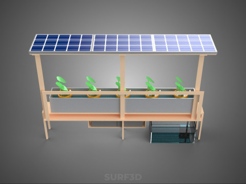 SOLAR PANEL PV IOT WATER DRIP IRRIGATION SYSTEM HYDROPONIC PLANT Model 3D