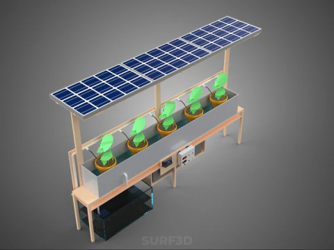 SOLAR PANEL PV IOT WATER DRIP IRRIGATION SYSTEM HYDROPONIC PLANT 3D Model