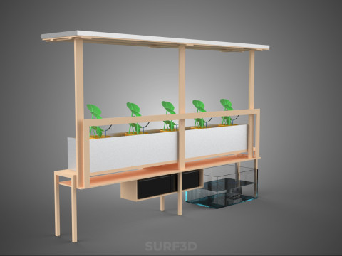 SOLAR PANEL PV IOT WATER DRIP IRRIGATION SYSTEM HYDROPONIC PLANT Model 3D