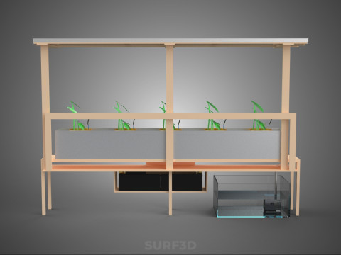 SOLAR PANEL PV IOT WATER DRIP IRRIGATION SYSTEM HYDROPONIC PLANT Model 3D