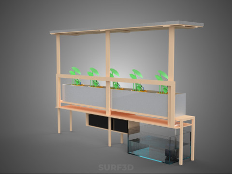 SOLAR PANEL PV IOT WATER DRIP IRRIGATION SYSTEM HYDROPONIC PLANT Model 3D