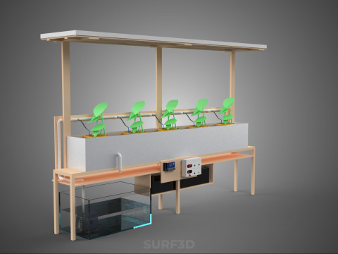 SOLAR PANEL PV IOT WATER DRIP IRRIGATION SYSTEM HYDROPONIC PLANT Model 3D