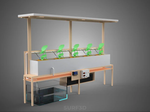 SOLAR PANEL PV IOT WATER DRIP IRRIGATION SYSTEM HYDROPONIC PLANT 3D Model