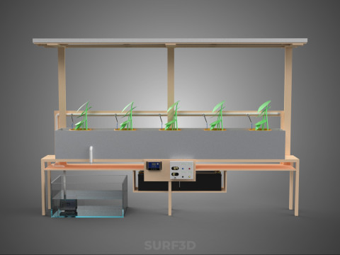 SOLAR PANEL PV IOT WATER DRIP IRRIGATION SYSTEM HYDROPONIC PLANT Model 3D