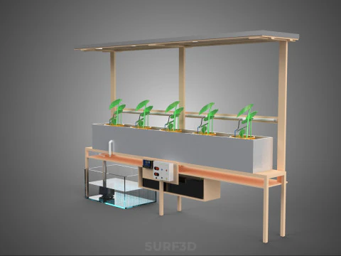 SOLAR PANEL PV IOT WATER DRIP IRRIGATION SYSTEM HYDROPONIC PLANT 3D Model