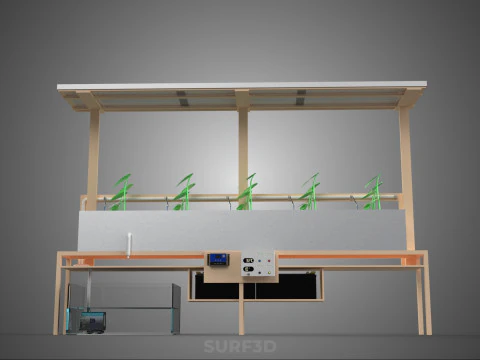 SOLAR PANEL PV IOT WATER DRIP IRRIGATION SYSTEM HYDROPONIC PLANT 3D Model