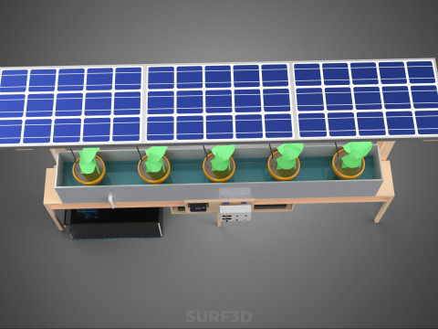 SOLAR PANEL PV IOT WATER DRIP IRRIGATION SYSTEM HYDROPONIC PLANT Model 3D