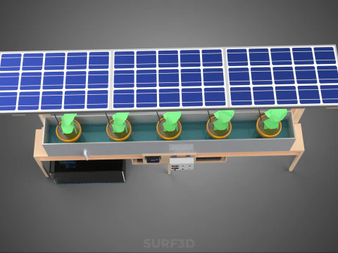 SOLAR PANEL PV IOT WATER DRIP IRRIGATION SYSTEM HYDROPONIC PLANT 3D Model