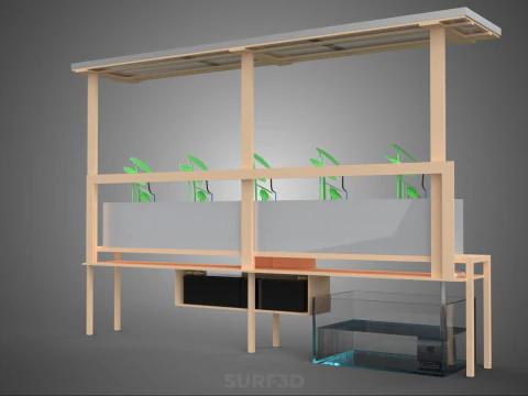 SOLAR PANEL PV IOT WATER DRIP IRRIGATION SYSTEM HYDROPONIC PLANT 3D Model