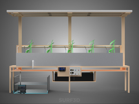 SOLAR PANEL PV IOT WATER DRIP IRRIGATION SYSTEM HYDROPONIC PLANT Model 3D