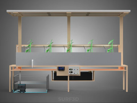 SOLAR PANEL PV IOT WATER DRIP IRRIGATION SYSTEM HYDROPONIC PLANT 3D Model