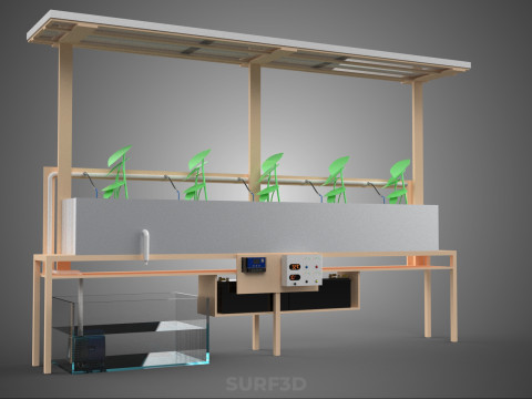 SOLAR PANEL PV IOT WATER DRIP IRRIGATION SYSTEM HYDROPONIC PLANT Model 3D