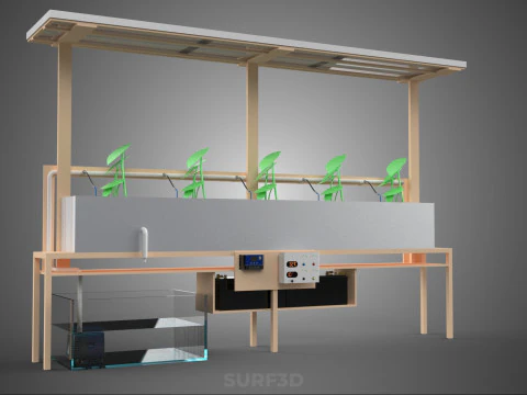 SOLAR PANEL PV IOT WATER DRIP IRRIGATION SYSTEM HYDROPONIC PLANT 3D Model
