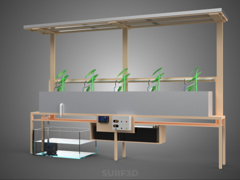 SOLAR PANEL PV IOT WATER DRIP IRRIGATION SYSTEM HYDROPONIC PLANT Model 3D