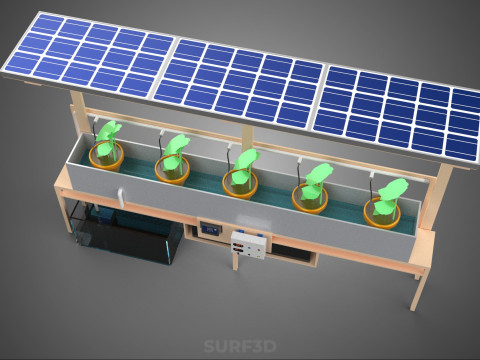 SOLAR PANEL PV IOT WATER DRIP IRRIGATION SYSTEM HYDROPONIC PLANT Model 3D