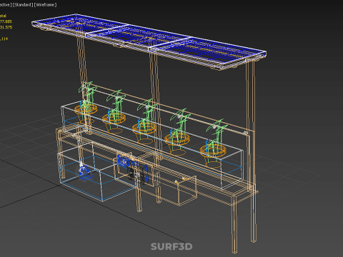 SOLAR PANEL PV IOT WATER DRIP IRRIGATION SYSTEM HYDROPONIC PLANT Model 3D