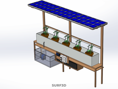 SOLAR PANEL PV IOT WATER DRIP IRRIGATION SYSTEM HYDROPONIC PLANT Model 3D