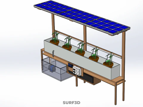 SOLAR PANEL PV IOT WATER DRIP IRRIGATION SYSTEM HYDROPONIC PLANT 3D Model