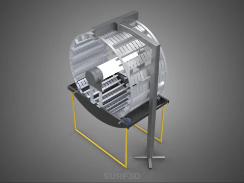 РОТОРНАЯ ГИДРОПОНИЧЕСКАЯ ЦИЛИНДРОВАЯ СИСТЕМА ДЛЯ ВЫРАЩИВАНИЯ САДОВЫХ РАСТЕНИЙ 3D Модель