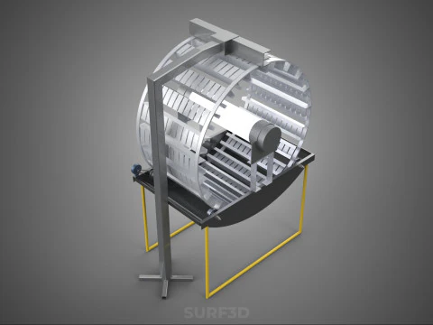 РОТОРНАЯ ГИДРОПОНИЧЕСКАЯ ЦИЛИНДРОВАЯ СИСТЕМА ДЛЯ ВЫРАЩИВАНИЯ САДОВЫХ РАСТЕНИЙ 3D Модель