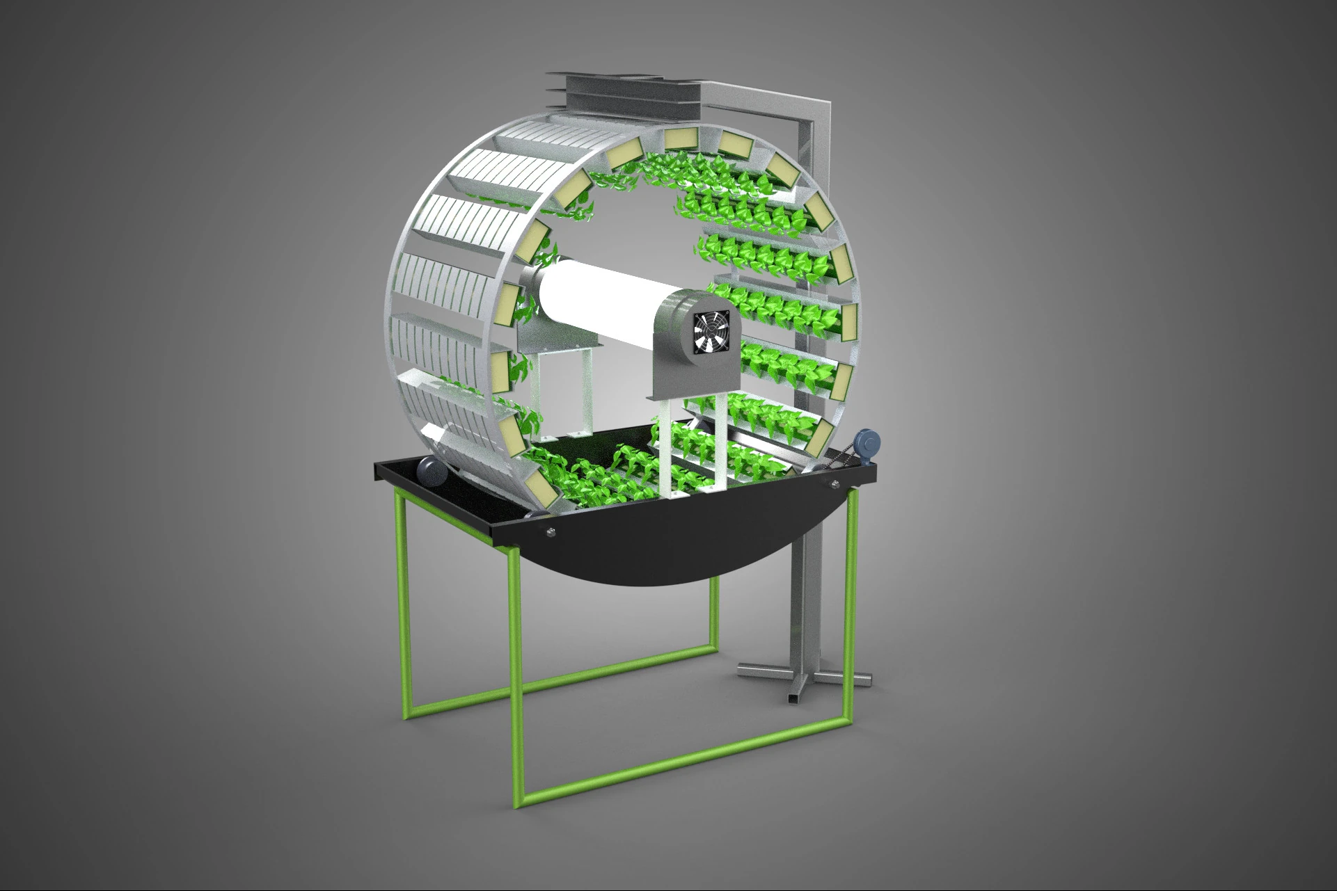 RADIAL ROTARY HYDROPONIC SPIN GARDENING PLANT FARM SYSTEM WHEEL 3D Model .c4d .max .obj .3ds .fbx .stl .blend