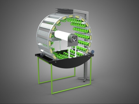 RADIAL ROTARY HYDROPONIC SPIN GARDENING PLANT FARM SYSTEM WHEEL 3D Modell
