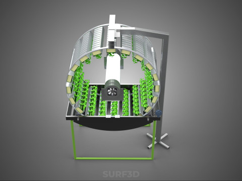 RADIAL ROTARY HYDROPONIC SPIN GARDENING PLANT FARM SYSTEM WHEEL 3D Model
